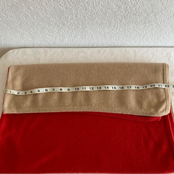 C.Z. Falconer red beige color block cashmere poncho - Picture 9 of 9